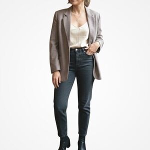 ASOS Design Womens Oversized Long Line Career Blazer Size 12 Tall Neutral Preppy